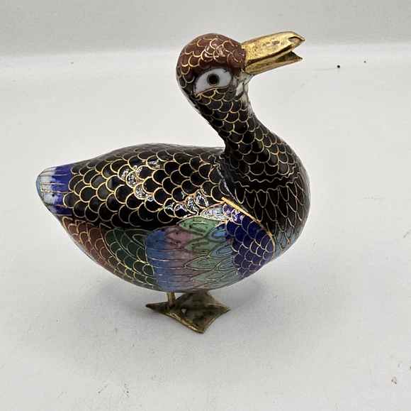 Vtg Cloissone Enameled Brass Duck - Picture 11 of 11